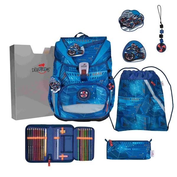 DerDieDas Schulranzen Set ErgoFlex Superlight, Schulranzen Set, 5tlg, Turbo Speed