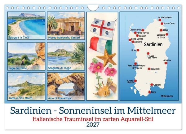 Sardinien - Sonneninsel im Mittelmeer (Wandkalender 2027 DIN A4 quer), CALVENDO Monatskalender