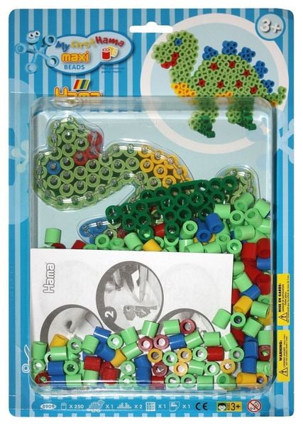 Hama® Bügelperlen Maxi - Blisterset Dino - 1 Stiftplatte Dinosaurier, 250 Perl