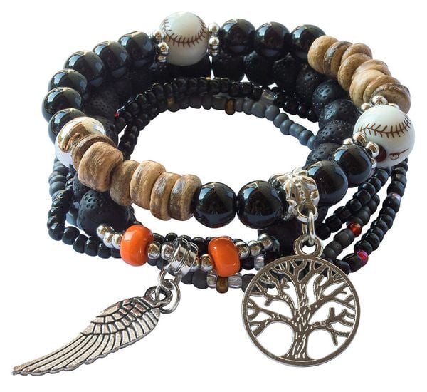 Armband 'Baum des Lebens mit Engelsflügel' schwarz