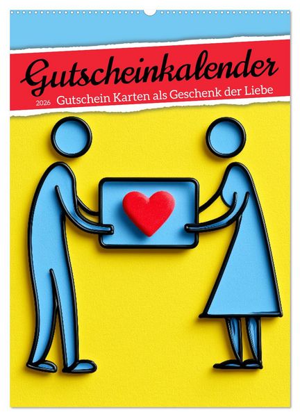 Gutscheinkalender - Gutschein Karten als Geschenk der Liebe (Wandkalender 2026 DIN A2 hoch), CALVENDO Monatskalender