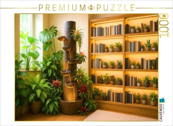 CALVENDO Puzzle Zimmerbrunnen mit Bromelien 1000 Teile Lege-Größe 64x48cm Foto-Puzzle für glückliche Stunden