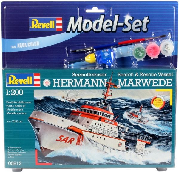 Model Set Seenotkreuzer Hermann Marwede, Revell Modellbausatz mit Basiszubehör