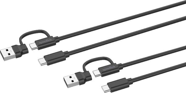 SPEEDLINK STREAM Play & Charge USB-C/A to USB-C Cable Set - for PS5/Xbox Series X/S/Switch 2/Switch/OLED/Lite, black