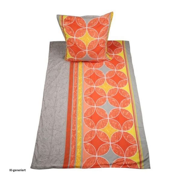 HTI-Living Bettwäsche 2-teiliges Set 135 x 200 Grau mit Orange