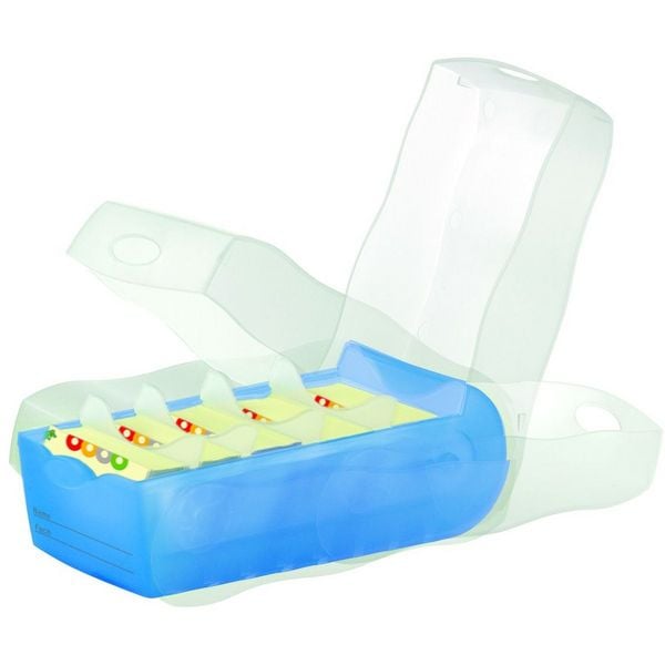 Bürobedarf, Karteibox Croco A 7 quer (blau/transparent)