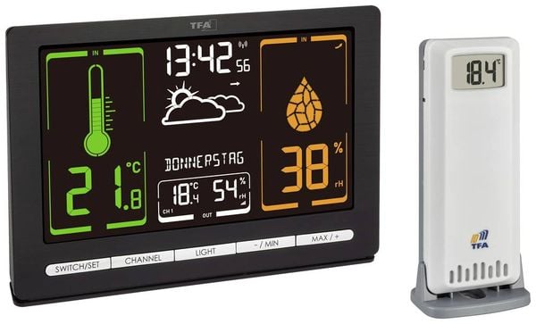 TFA Dostmann Funk-Wetterstation METEOCHROME 35.1132.01 Funk-Wetterstation Vorhersage für 12 bis 24 Stunden Anzahl Sensoren max. 3 St.