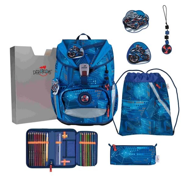 DerDieDas Schulranzen Set ErgoFlex Light, Schulranzen Set, 5tlg, Turbo Speed