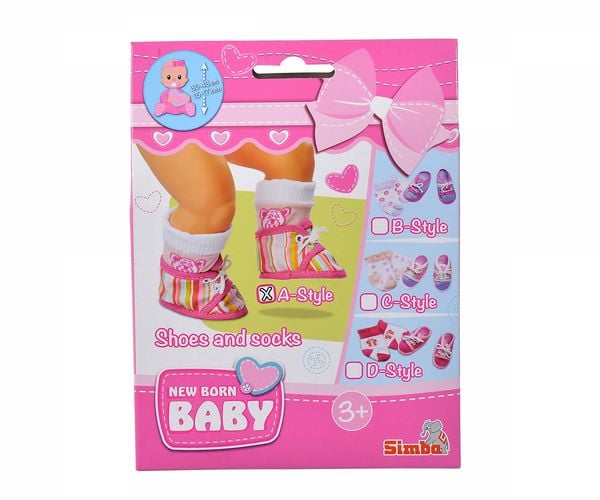 Puppenzubehör New Baby Born Schuhe und Socken 4fach sortiert