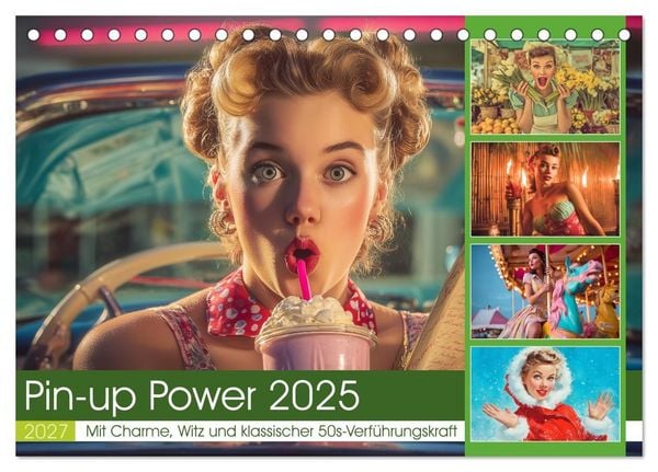 Pin-up Power 2025 (Tischkalender 2027 DIN A5 quer), CALVENDO Monatskalender
