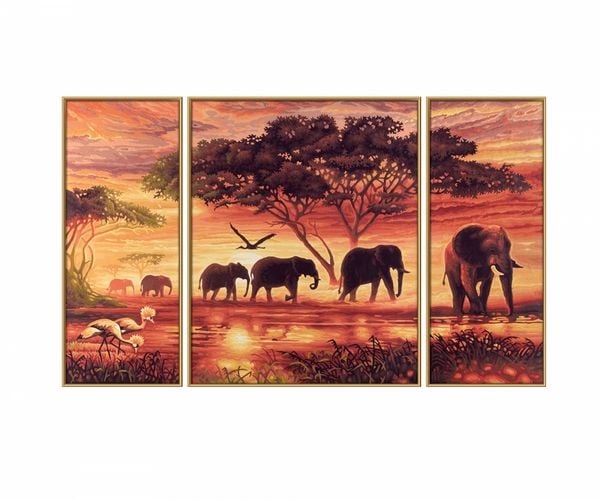 Schipper Malen nach Zahlen: Elefanten Karawane, 50 x 80 cm