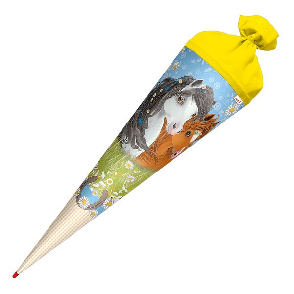 Roth Schultüte Blumenpferde rund Schutzspitze Filzverschluss 70cm