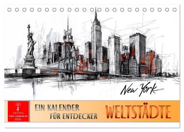 Weltstädte - ein Kalender für Entdecker (Tischkalender 2026 DIN A5 quer), CALVENDO Monatskalender