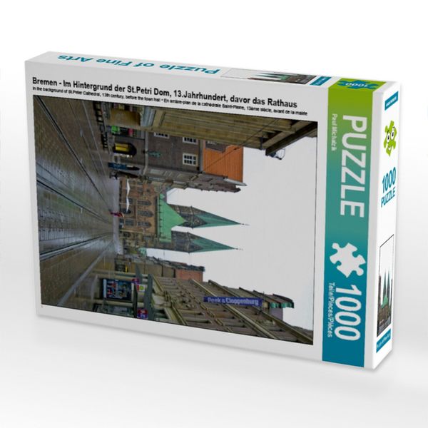CALVENDO Puzzle Bremen - Im Hintergrund der St.Petri Dom, 13.Jahrhundert, davor das Rathaus 1000 Teile Lege-Größe 64x48cm Foto-Puzzle für glückliche Stunden