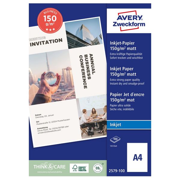 AVERY Zweckform Kopierpapier Inkjet 150g/m² matt DIN A4 100 Blatt