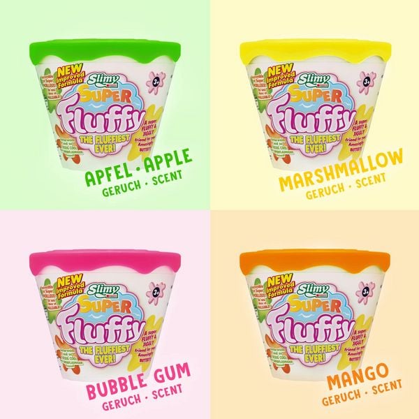 Super Fluffy Slimy - Display - 100 gr. Becher - 4fach sortiert