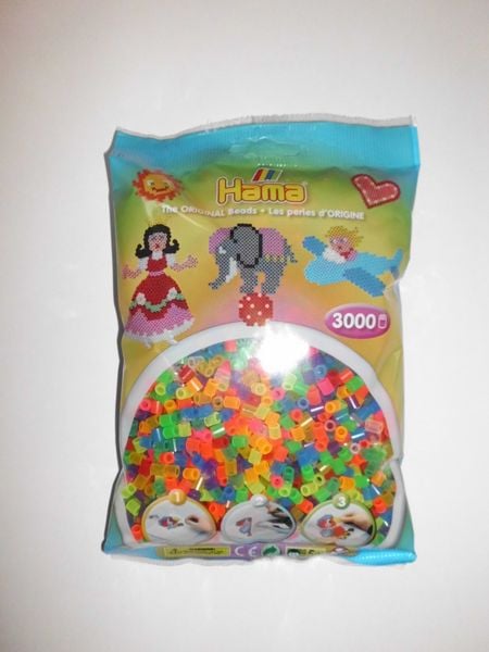Hama® Bügelperlen midi Beutel 3.000 Stück Trsp. Neon.