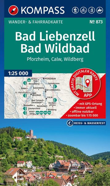 KOMPASS Wanderkarte 873 Bad Liebenzell/Bad Wildbad 1:25.000