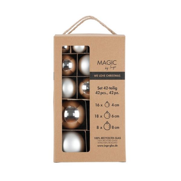 Weihnachtskugeln Frosty Silver 4cm 6cm 8cm 42 Teile