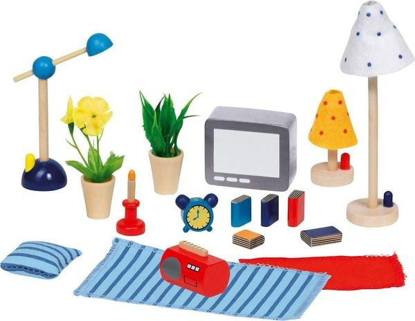 Goki Accessoires Wohn- und Schlafzimmer für Puppenhaus