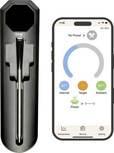 TFA Dostmann SMART BBQ KÜCHEN-CHEF 2 Gas, Grillwagen, Kugel, Kombi, Mobiler Gas-Grill, Smoker, Schwenk Grillthermometer Schwarz