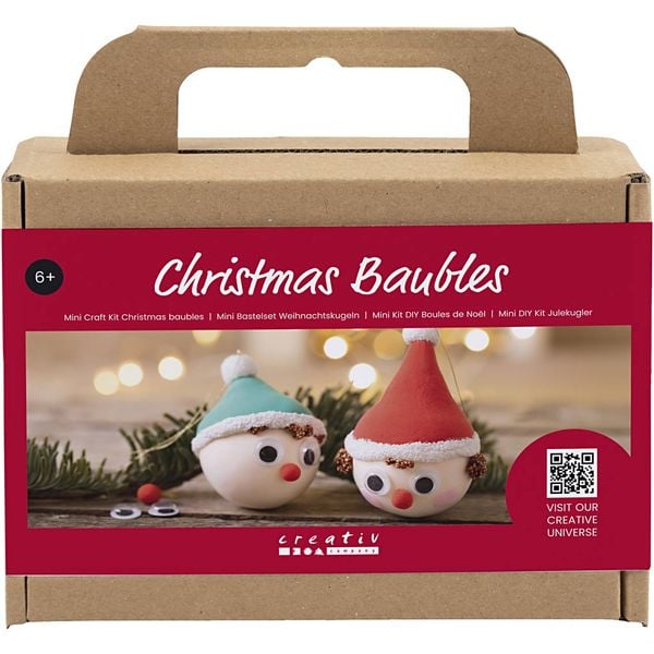 Creativ Company DIY Sets Modellieren Mini Kreativ Set Weihnachtskugeln, Rote und grüne Wichtel, Kreativ Box