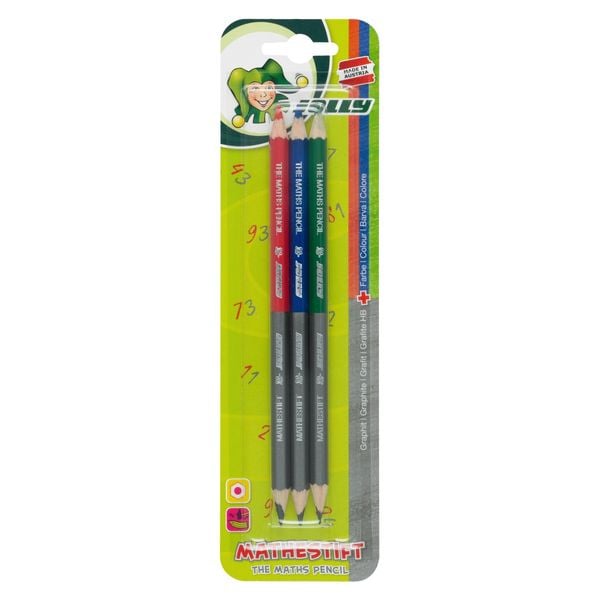 JOLLY Bleistift Mathestift Grafit-Rot/Blau/Grün, 3er Set