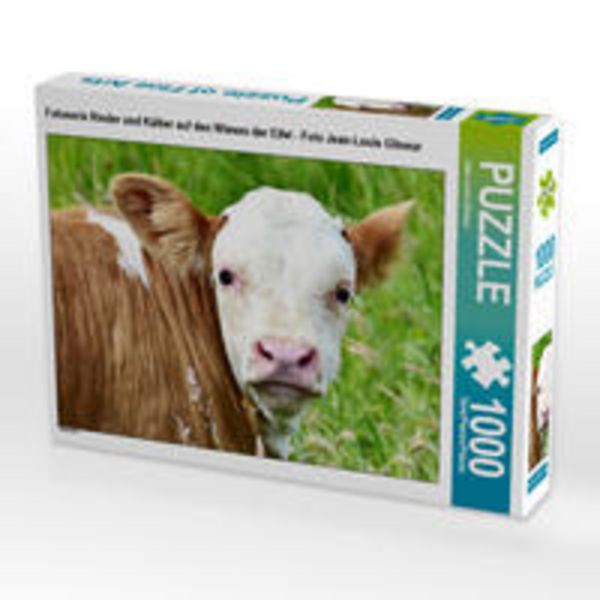 CALVENDO Puzzle Fotoserie Rinder und Kälber auf den Wiesen der Eifel - Foto Jean-Louis Glineur 1000 Teile Lege-Größe 64x48cm Foto-Puzzle für glückli