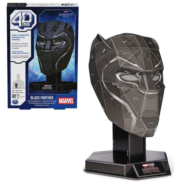 4D Build - Marvel Black Panther Büste - detailreicher 3D-Modellbausatz aus hochwertigem Karton, 82 Teile, für Fans der Superhelden-Serie ab 12 Jahren