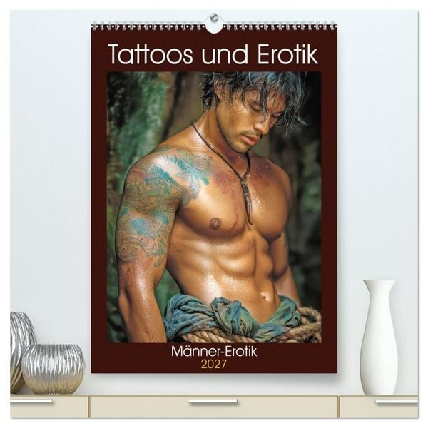 Tattoos und Erotik - Männer-Erotik (hochwertiger Premium Wandkalender 2027 DIN A2 hoch), Kunstdruck in Hochglanz