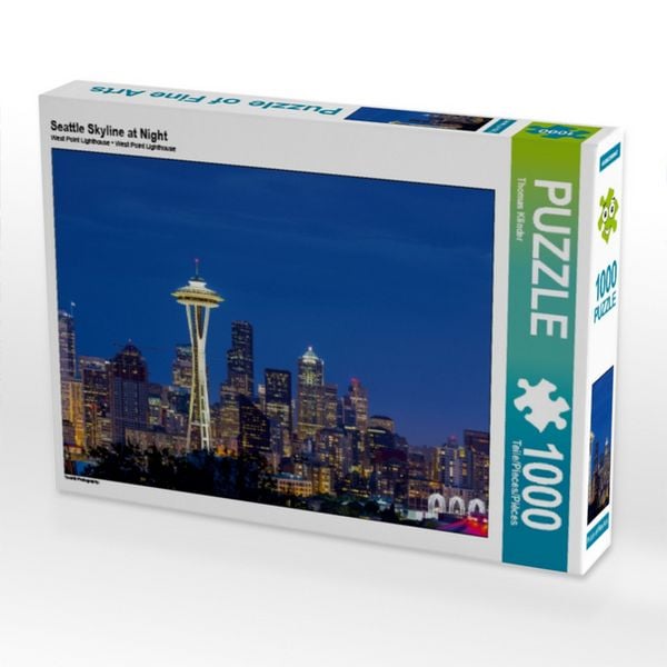 CALVENDO Puzzle Seattle Skyline at Night 1000 Teile Puzzle quer 1000 Teile Lege-Größe 64 × 48 cm Foto-Puzzle für glückliche Stunden