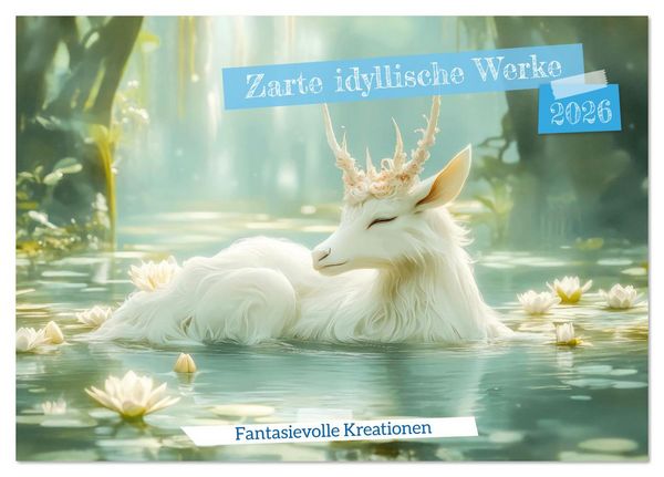 Zarte idyllische Werke - Fantasievolle Kreationen (Tischkalender 2026 DIN A5 quer), CALVENDO Monatskalender