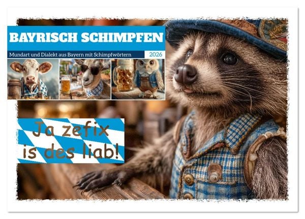 Bayrisch schimpfen - Mundart und Dialekt aus Bayern mit Schimpfwörtern (Tischkalender 2026 DIN A5 quer), CALVENDO Monatskalender