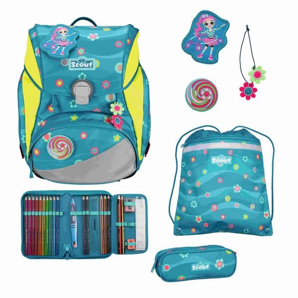 Scout Schulranzen Set Alpha, Schulranzen Set, 4tlg, Little Flowers