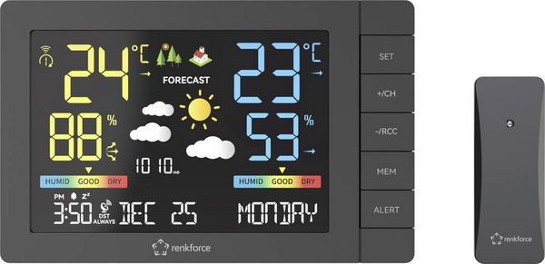 Renkforce RF-4883632 Digitale-Wetterstation Anzahl Sensoren max. 3St.