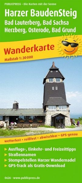 Publicpress Wanderkarte Harzer BaudenSteig, Bad Lauterberg, Bad Sachsa, Herzberg, Osterode, Bad Grund 1:30.000