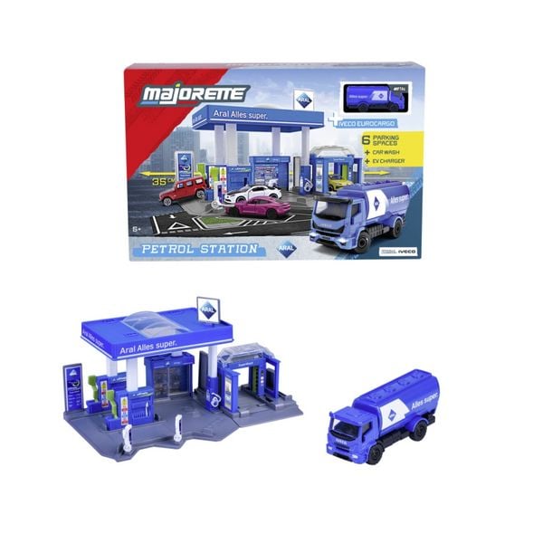 Majorette Petrol Station Aral + 1 Vehicle Tankstellen-Set
