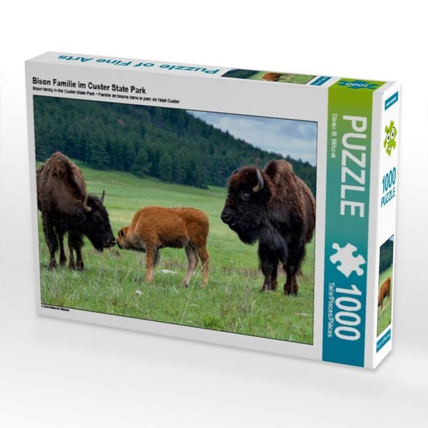 CALVENDO Puzzle Bison Familie im Custer State Park 1000 Teile Puzzle quer 1000 Teile Lege-Größe 64 × 48 cm Foto-Puzzle für glückliche Stunden