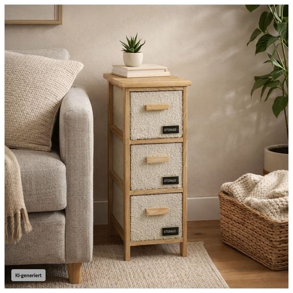HTI-Living Kommode Melia schmal mit 3 Plüsch-Schubladen Kommode Melia schmal mit 3 Plüsch-Schubladen