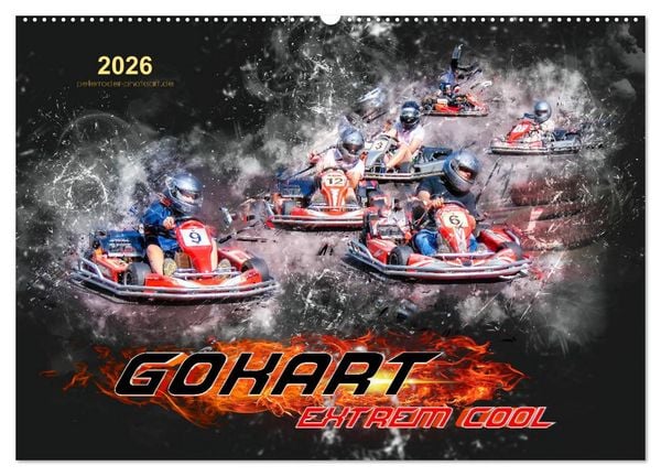 GoKart - extrem cool (Wandkalender 2026 DIN A2 quer), CALVENDO Monatskalender