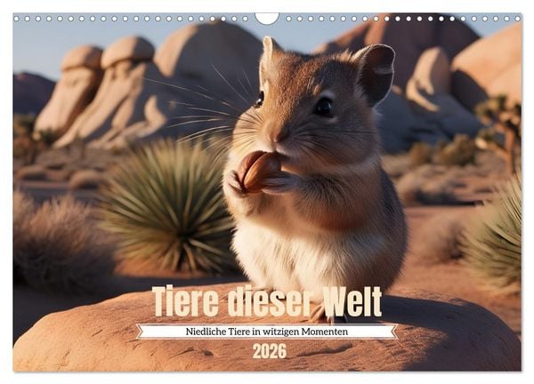 Tiere dieser Welt - Niedliche Tiere in witzigen Momenten (Wandkalender 2026 DIN A3 quer), CALVENDO Monatskalender
