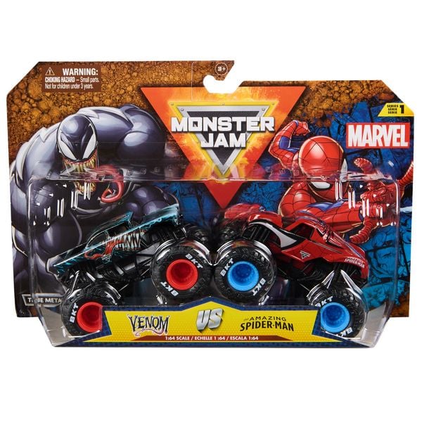 Monster Jam - Zweier-Pack Original Monster Trucks im Marvel Superhelden-Design, Venom vs. Spider-Man