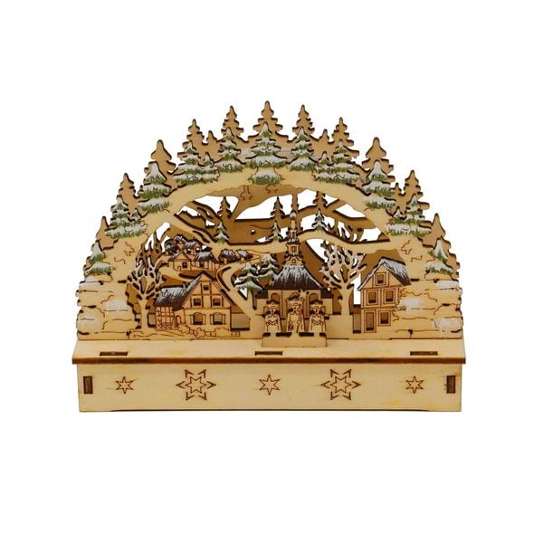 HTI-Living LED Schwibbogen Dorf im Tannenwald