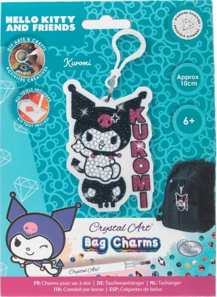 Craft Buddy CABC-33HKU003 - Crystal Art Bag Charms, Hello Kitty, Kuromi, Taschenanhänger, Diamant-Malerei-Set