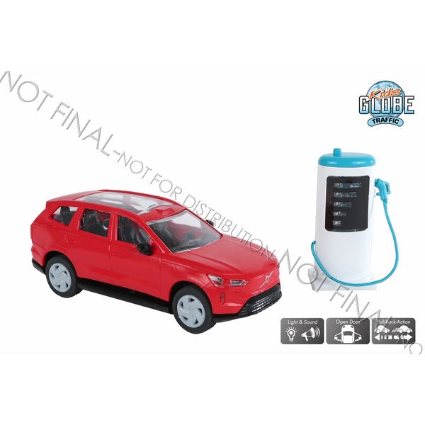 Die Cast Modellauto Volvo EX90 rot 13,5cm Pull Back mit Ladestation