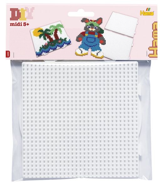 Hama® Bügelperlen Midi - 2er Set Stiftplatten im Beutel - 2x Multi Quadrate.