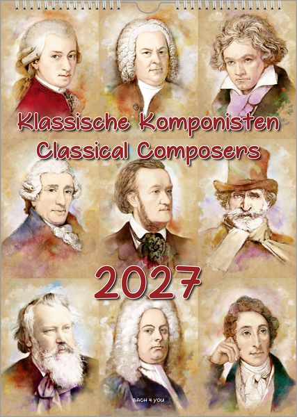 Komponisten-Kalender, ein Musik-Kalender 2027, DIN A3