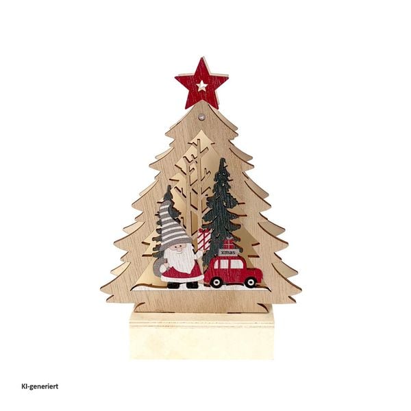 HTI-Living Weihnachtsdeko Tannenbaum mit Weihnachtsmann und Auto