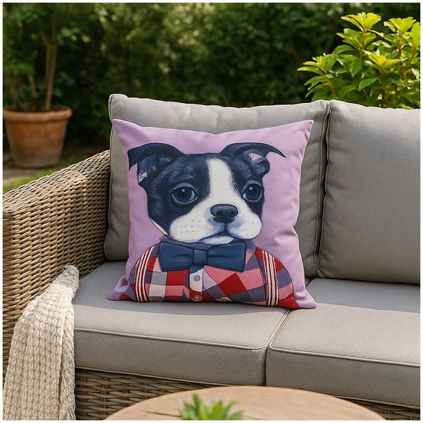 formano Kissen 45 x 45 cm wetterfest Hund mit Fliege Kissen 45 x 45 cm wetterfest Hund mit Fliege
