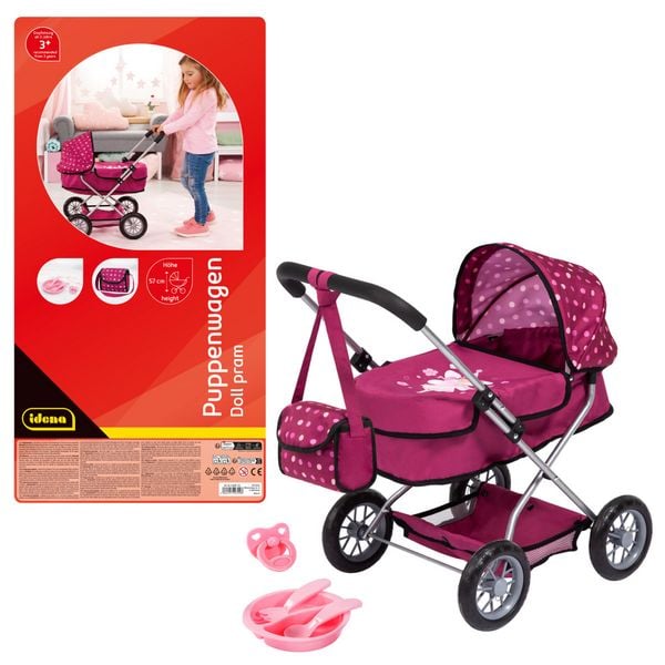 Idena Puppenwagen Smarty mit Tasche und Korb 58x37,5x57cm